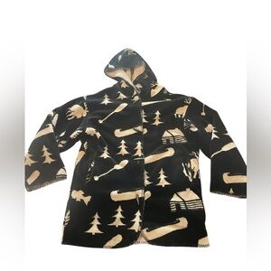 Vintage Denali Hooded Jacket with Nature Print - Black and Tan Reversible